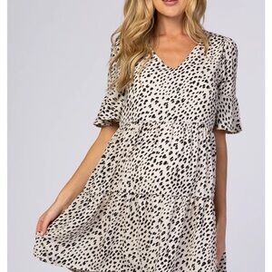 Maternity Leopard Print V-Neck Dress